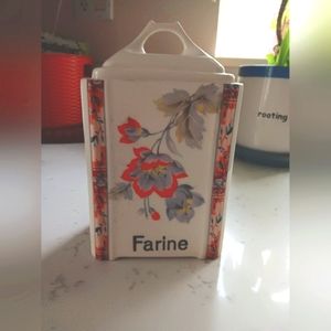 Vintage French Farmhouse Czech Porcelain  Jar